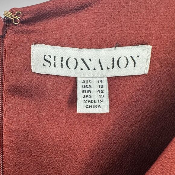 Shona Joy Luxe Twist Ballon Sleeve Cut Out Midi Dress Size US 10 AU 14 Sangria - Picture 5 of 10